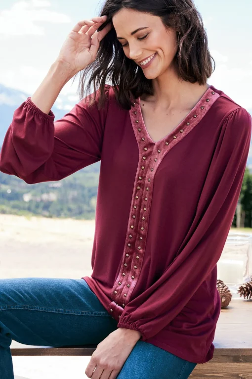 Soft Surroundings EVelvet Styles | wrist length-Adornment Top