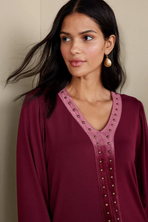 Soft Surroundings EVelvet Styles | wrist length-Adornment Top