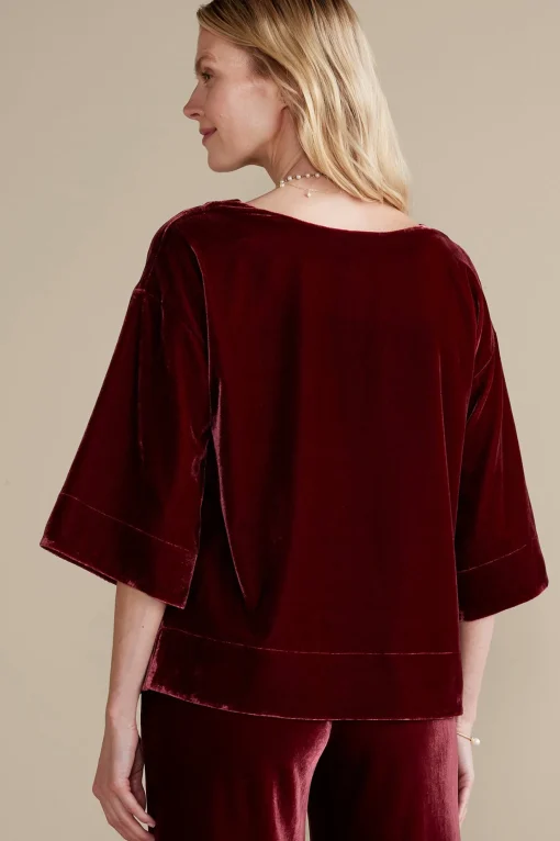 Soft Surroundings EVelvet Styles | three quarter length-Aria Velvet Top