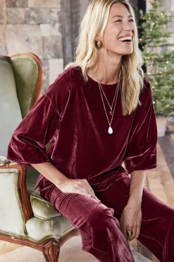 Soft Surroundings EVelvet Styles | three quarter length-Aria Velvet Top