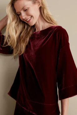 Soft Surroundings EVelvet Styles | three quarter length-Aria Velvet Top