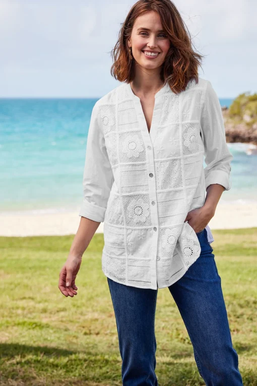Soft Surroundings long sleeve | shirts-Eleanor Crochet Shirt