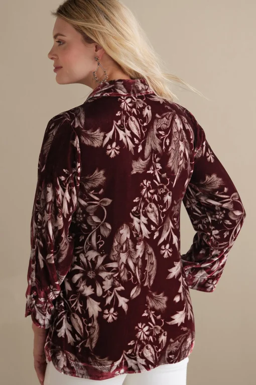 Soft Surroundings EVelvet Styles | elbow length-Icon Silk Velvet Poets Shirt