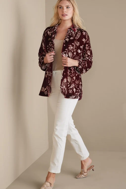 Soft Surroundings EVelvet Styles | elbow length-Icon Silk Velvet Poets Shirt