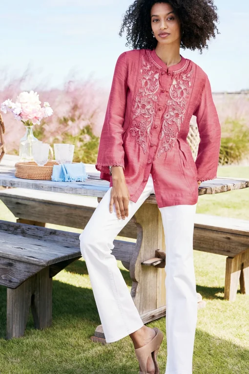 Soft Surroundings Feminine Flourish | Vacation Shop-Kateri Soutache Embroidered Top