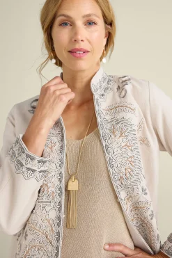 Soft Surroundings Feminine Flourish | Wear Now Styles-Kerala Embellished Natural Jacket