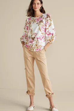 Soft Surroundings Feminine Flourish | three quarter length-Lesley Printed Top