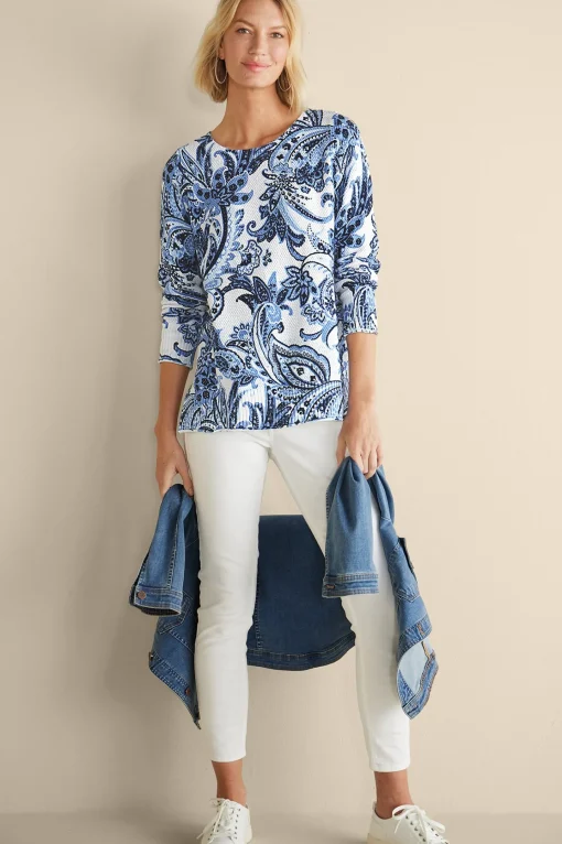 Soft Surroundings Feminine Flourish | Into The Blues-Marin Sweater