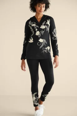 Soft Surroundings Wear Now Styles | long sleeve-Miraflores Embroidered French Terry Hoodie