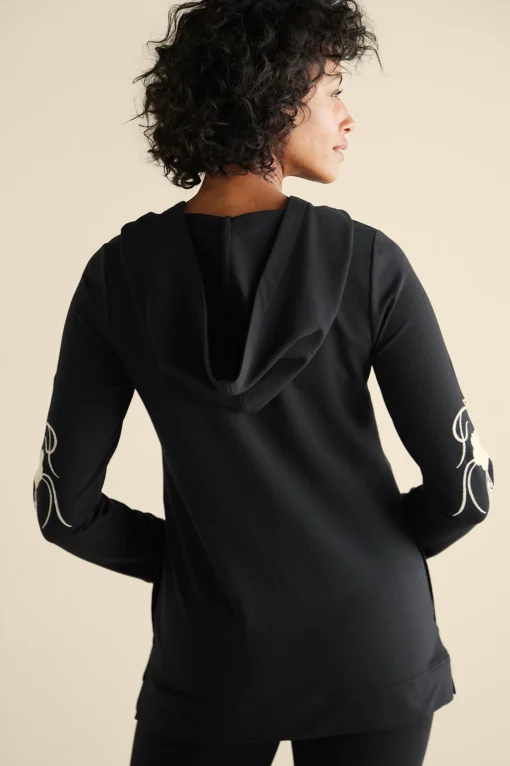 Soft Surroundings Wear Now Styles | long sleeve-Miraflores Embroidered French Terry Hoodie
