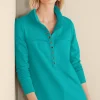 Soft Surroundings Into The Blues | Wear Now Styles-Neera French Terry Tunic