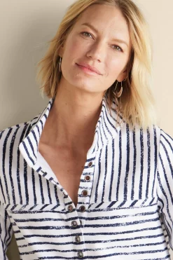 Soft Surroundings Into The Blues | Wear Now Styles-Neera French Terry Tunic