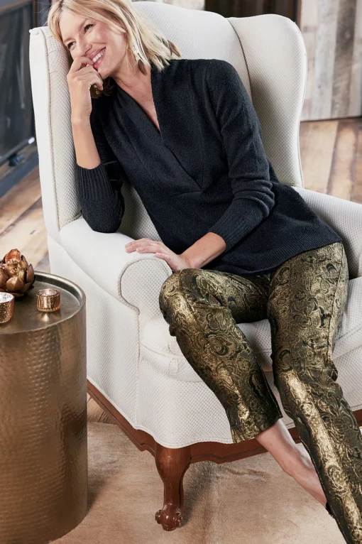 Soft Surroundings ankle | straight-Nevina Jacquard Trouser