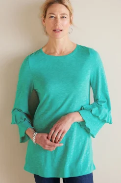 Soft Surroundings Feminine Flourish | Into The Blues-Petites Erin Linen Blend Tunic