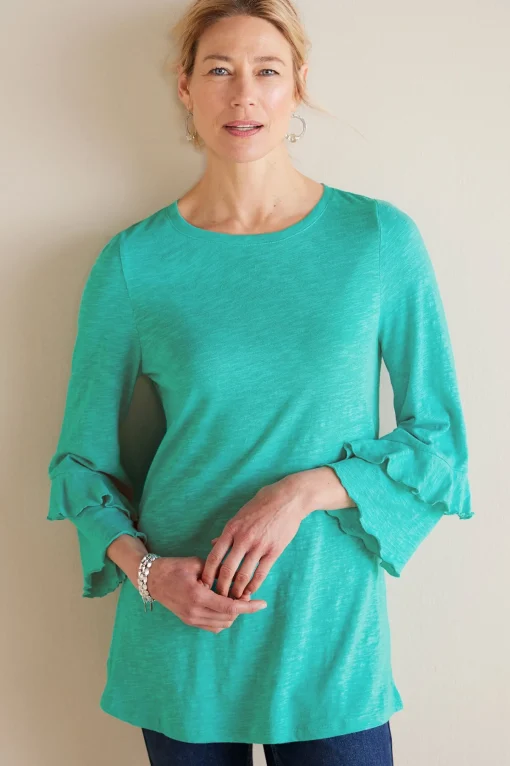 Soft Surroundings Feminine Flourish | Into The Blues-Petites Erin Linen Blend Tunic