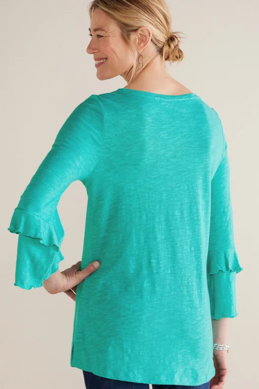Soft Surroundings Feminine Flourish | Into The Blues-Petites Erin Linen Blend Tunic