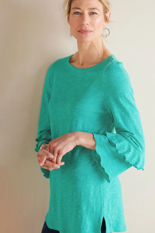 Soft Surroundings Feminine Flourish | Into The Blues-Petites Erin Linen Blend Tunic