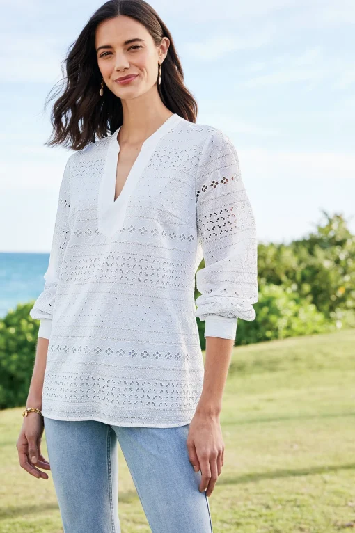 Soft Surroundings Feminine Flourish | Global Artistry-Petites Lenore Eyelet Top