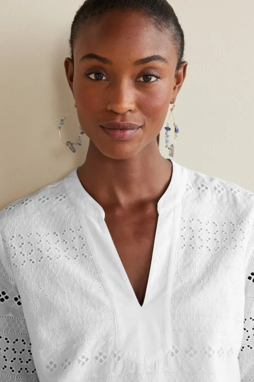 Soft Surroundings Feminine Flourish | Global Artistry-Petites Lenore Eyelet Top