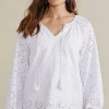 Soft Surroundings Feminine Flourish | Global Artistry-Petites Rhiannon Eyelet Peasant Top