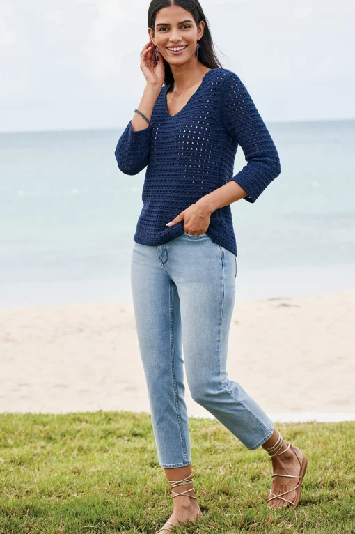Soft Surroundings Jeans-Petites Ultimate Denim Slim Leg Crop Jeans