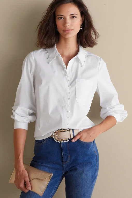 Soft Surroundings Everyday Styles | long sleeve-Rania Pearl Shirt