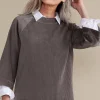 Soft Surroundings Everyday Styles | three quarter length-Samina Corduroy Pullover