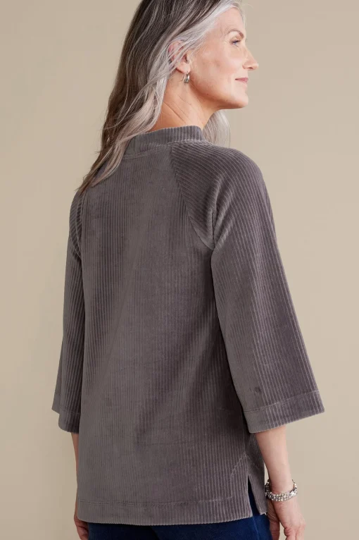 Soft Surroundings Everyday Styles | three quarter length-Samina Corduroy Pullover