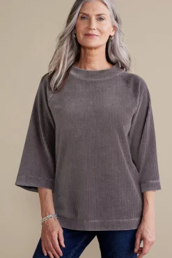 Soft Surroundings Everyday Styles | three quarter length-Samina Corduroy Pullover