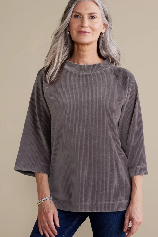 Soft Surroundings Everyday Styles | three quarter length-Samina Corduroy Pullover