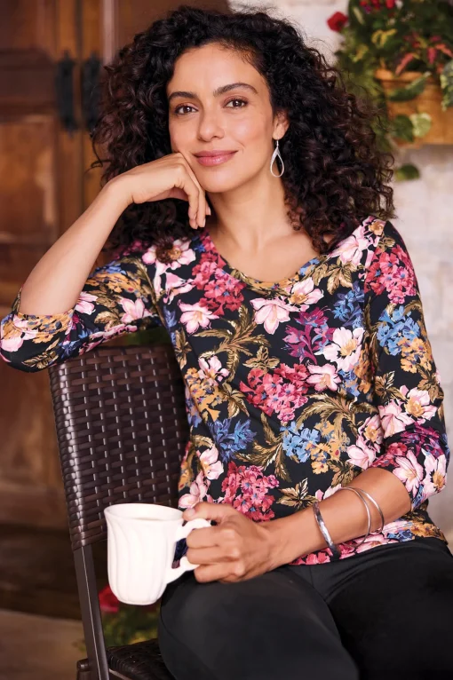Soft Surroundings Soft Essential Styles | Feminine Flourish-Soft Essential™ SUPIMA® 3/4 Sleeve Tee