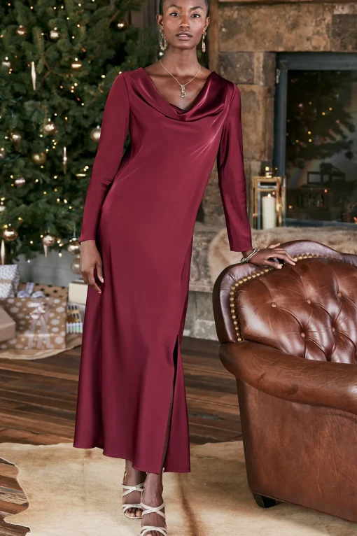 Soft Surroundings occasion dresses | solids-Solange Satin Dress