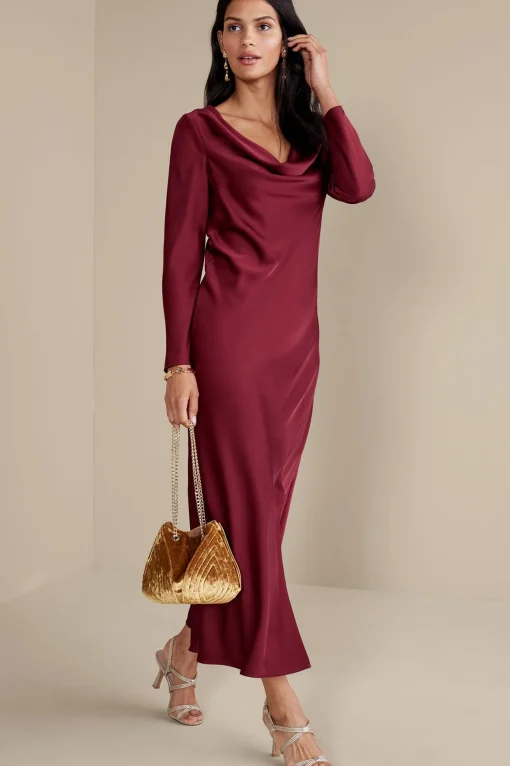 Soft Surroundings occasion dresses | solids-Solange Satin Dress