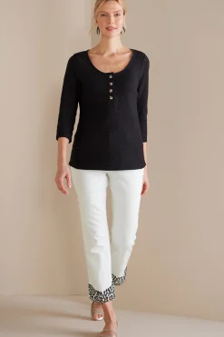 Soft Surroundings cropped | ankle-Solene Eyelet Denim Crop Jeans