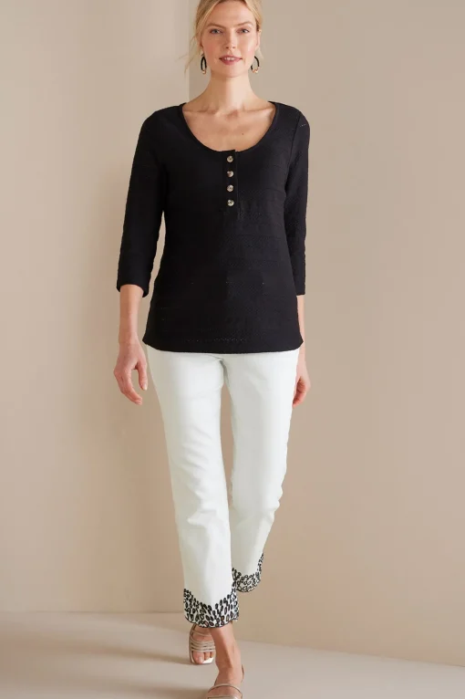 Soft Surroundings cropped | ankle-Solene Eyelet Denim Crop Jeans