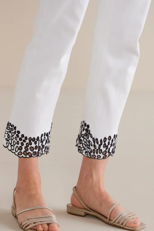 Soft Surroundings cropped | ankle-Solene Eyelet Denim Crop Jeans