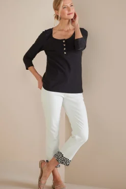Soft Surroundings cropped | ankle-Solene Eyelet Denim Crop Jeans