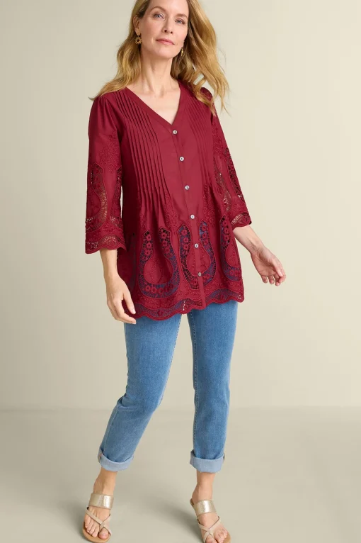 Soft Surroundings Feminine Flourish | Vacation Shop-Trella Eyelet Top