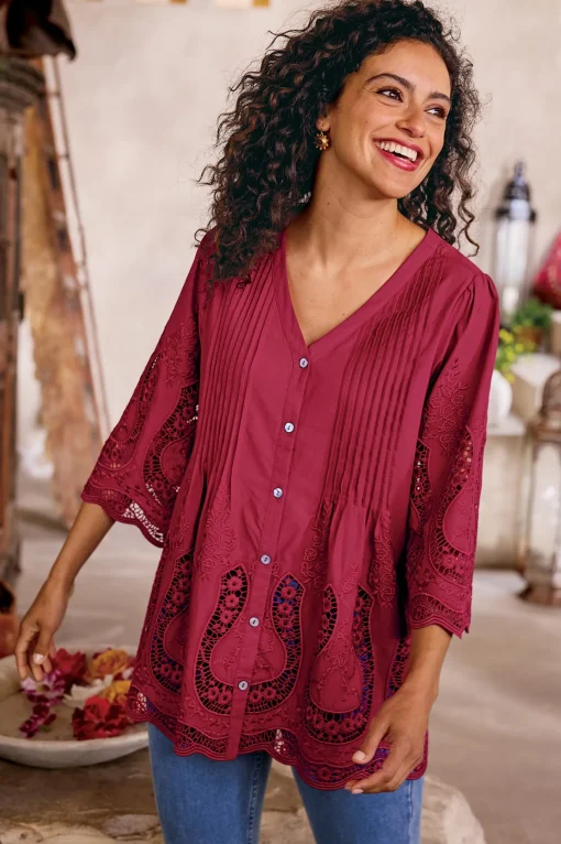 Soft Surroundings Feminine Flourish | Vacation Shop-Trella Eyelet Top