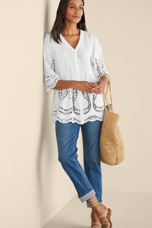 Soft Surroundings Feminine Flourish | Vacation Shop-Trella Eyelet Top